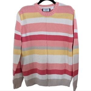 Mary McFadden Collection pastel striped cotton sweater Size Large